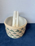 Hand Made Green/Tan/White Pottery Basket