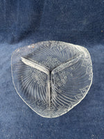Serving Plate 3 Part Divided Clear Glass