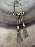 18K Gold Bow Necklace with Tassel Fringe (15.8g)