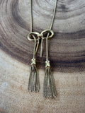 18K Gold Bow Necklace with Tassel Fringe (15.8g)
