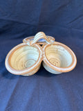 Studio Pottery Art Divided Dish With Handle