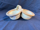 Studio Pottery Art Divided Dish With Handle