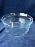 Pair Of Vintage Pyrex Clear Glasses Ribbed Souffle Bowl Baking Dishes