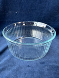 Pair Of Vintage Pyrex Clear Glasses Ribbed Souffle Bowl Baking Dishes