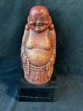 Wooden Laughing Buddha On Stand *Read Description*