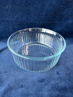 Pair Of Vintage Pyrex Clear Glasses Ribbed Souffle Bowl Baking Dishes