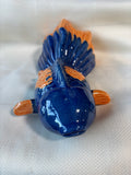 Ceramic Blue And Orange Fish Tabletop Figurine