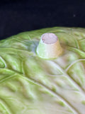 Green Cabbageware Chip & Dip Serving Bowl Majolica Style Ceramic *Read Description*