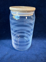 Set Of 4 Glass Tumblers With Bamboo Lids And Straws