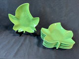 Set Of 6 Hall Leaf Shaped Green Dishes