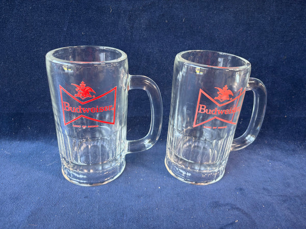Pair Of Budweiser Beer Glass Mugs
