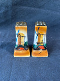 Hand Painted Dutch Windmill Tapered Japan Porcelain Salt Pepper Set