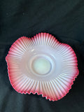 Fenton Style Glass Bowl Bride’s Basket w/ Silver Stand