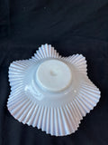 Fenton Style Glass Bowl Bride’s Basket w/ Silver Stand