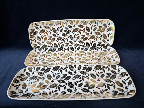 Set Of 3 Melamine Holiday Serving Trays