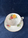 Royal Grafton England Fine Bone China Red & Yellow Rose Tea Cup & Saucer