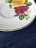 Royal Grafton England Fine Bone China Red & Yellow Rose Tea Cup & Saucer