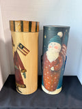 Lot Of 2 Folk Art Style Wine Bottle Gift Boxes