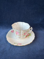 Floral Pink And Gold Teacup & Saucer Set