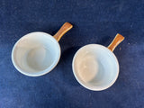 Pair Of Pillivuyt Ramekins Bowls Dishes Single Handle Brown Pottery