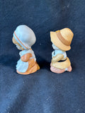 Lefton Porcelain Ceramic Pilgrim Thanksgiving Fall Couple Boy & Girl