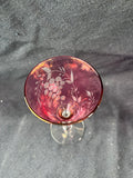 Set Of 6 Cranberry Stain Etched Grape Cordial Glasses