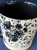Set Of 5 Black And White Floral Mugs
