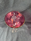 Set Of 6 Cranberry Stain Etched Grape Wine Glasses