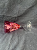 Set Of 6 Cranberry Stain Etched Grape Wine Glasses