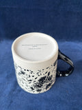 Set Of 5 Black And White Floral Mugs