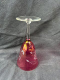 Set Of 6 Cranberry Stain Etched Grape Wine Glasses