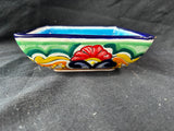 Hand Painted Talavera Pottery Square Trinket Dish Bowl Puebla Mexico