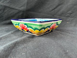 Hand Painted Talavera Pottery Square Trinket Dish Bowl Puebla Mexico