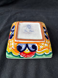 Hand Painted Talavera Pottery Square Trinket Dish Bowl Puebla Mexico