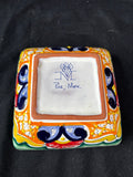Hand Painted Talavera Pottery Square Trinket Dish Bowl Puebla Mexico