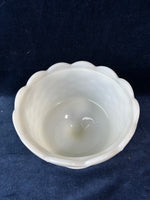 Vintage Milk Glass Footed Pedestal Compote Dish With Diamond Quilt