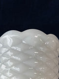 Vintage Milk Glass Footed Pedestal Compote Dish With Diamond Quilt