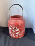Distressed Red Hallmark Candle Luminary Lantern W/Flameless Pillar Candle, Works