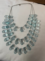 Triple Stranded Teal Beaded Necklace