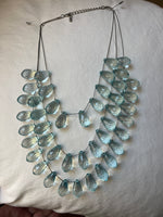 Triple Stranded Teal Beaded Necklace