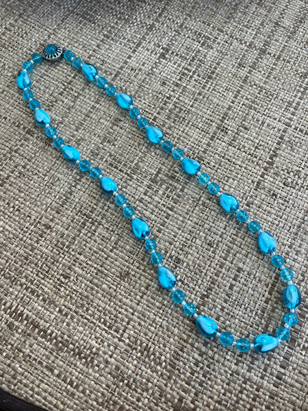 Teal Beaded Necklace - Single Strand