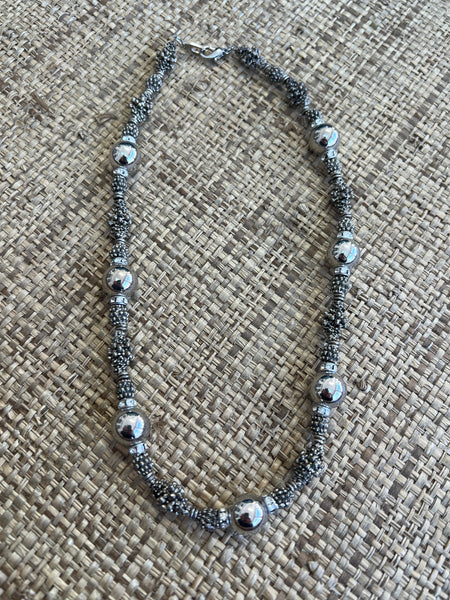 Silver Tone and Rhinestone Necklace