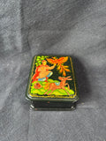 Hand Painted Russian Palekh Style Lacquer Trinket Box Firebird Scene