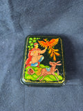 Hand Painted Russian Palekh Style Lacquer Trinket Box Firebird Scene