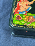 Hand Painted Russian Palekh Style Lacquer Trinket Box Firebird Scene