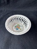 Herend Handpainted Reticulated Porcelain Basket Dish – Hungary (A)
