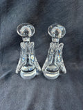 Pair Of Hecht Crystal Clear Glass Angel Figurines