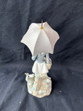 Lladro Figurine Girl With Umbrella Basket Feeding Ducks #4510