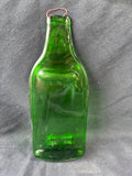 Wall Hanging Green Glass Flattened Wine Bottle