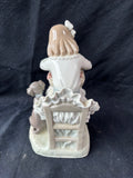 Lladro "Girl with Flowers"# 1088 Girl w/ Flower Basket & Dog Figurine *Read Description*